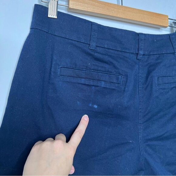 J Crew Womens Size 4 Stretch Chino Short Navy Blue FLAW Preppy Coastal Nautical - Picture 8 of 12
